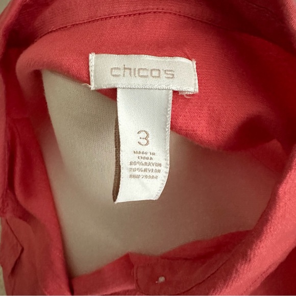 Chicos two-pocket button-down shirt sherbet orange Size 3 - Picture 6 of 7